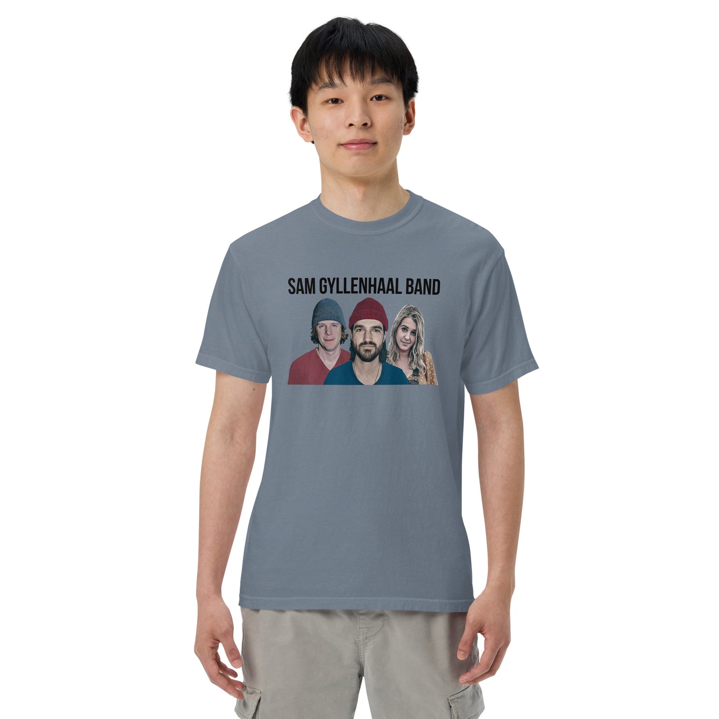 Men’s garment-dyed heavyweight t-shirt with faces